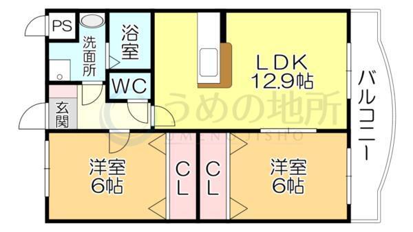 ﾄﾞﾐｰﾙ･ﾊﾟﾚｽ櫛原（102） 間取り図画像