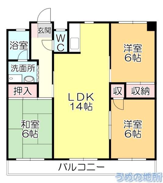 ｻﾝｺｰﾎﾟ国分（202） 間取り図画像