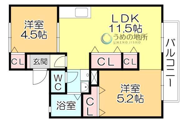 ｺｰﾎﾟ橋口東（103） 間取り図画像