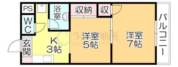 ｱﾄﾞﾊﾞﾝｽ弐番館（旧ｵｰｼｬﾝII）（510） 間取り図画像