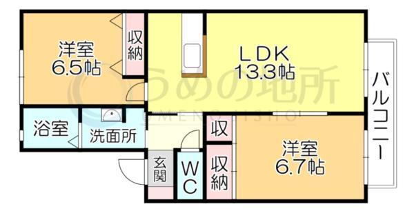 ﾒｼﾞﾝK Ｂ棟（203） 間取り図画像