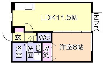 ｱﾝﾌﾟﾙｰﾙA棟（108） 間取り図画像