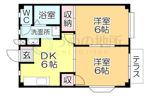 ﾌﾟﾗｲﾑ駅東A（104） 間取り図画像