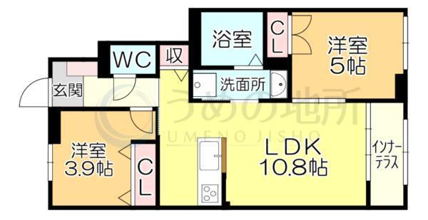 ｻｸﾗｳﾞｨﾗｰｼﾞｭ津福（111） 間取り図画像