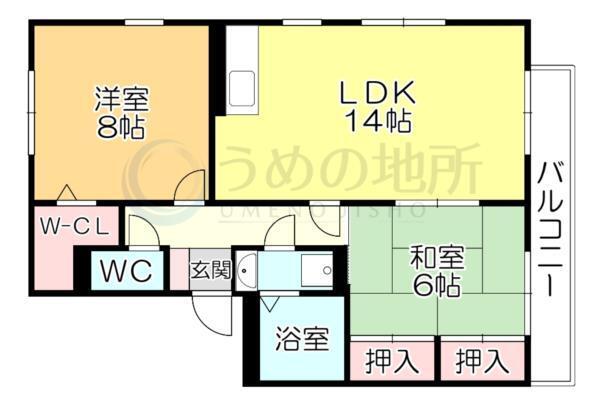 ﾊﾞﾃｨｰﾙ西小森野B棟（207） 間取り図画像