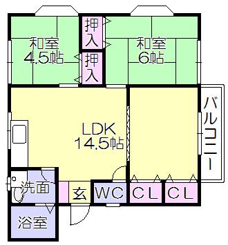 府中ﾊｲﾂIII（101） 間取り図画像