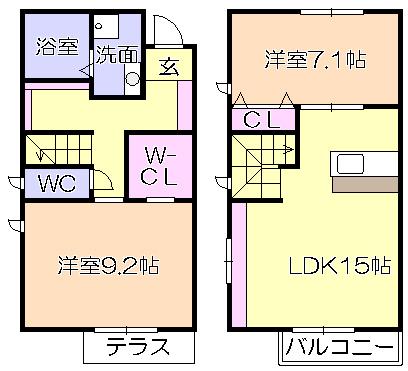 ｳﾞｨﾙﾇｰﾌﾞ諏訪野A棟（102） 間取り図画像