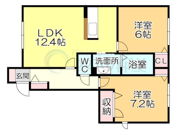 ﾊﾟｽﾄﾗﾙ久留米　B棟（102） 間取り図画像
