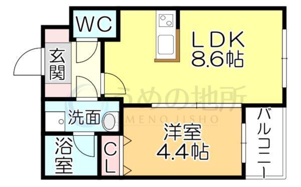 GlanZ六ツ門（202） 間取り図画像