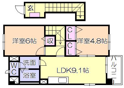 ｻﾝﾘｯﾄ（203） 間取り図画像