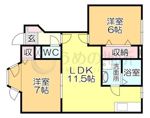 ｻﾌｧｲｱﾝｴﾚｶﾞﾝｽＡ（102） 間取り図画像