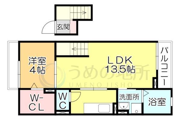 ｸﾚﾒﾝﾄｳｴｽﾄｸﾙﾒ（405） 間取り図画像