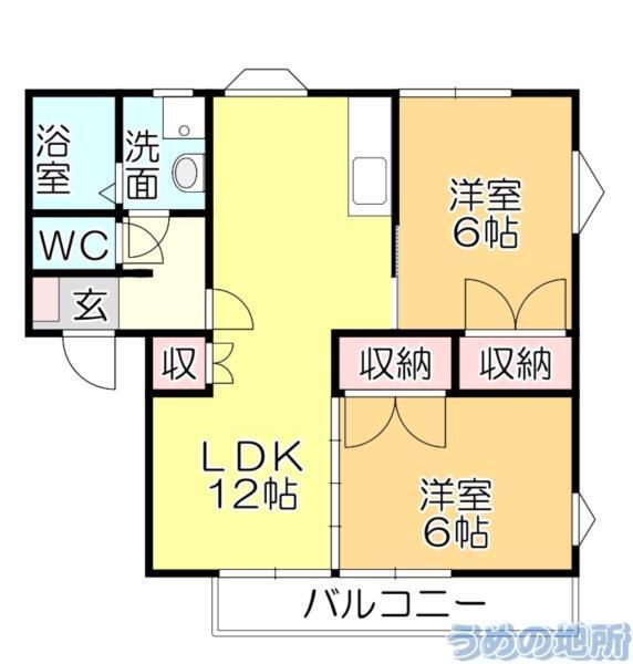 上津ｺｰﾎﾟE棟（202） 間取り図画像