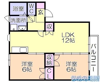 上津ｺｰﾎﾟC棟（101） 間取り図画像