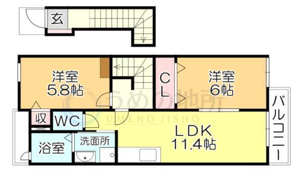 ｷｬﾄﾙﾌｫｲﾙ（202） 間取り図画像
