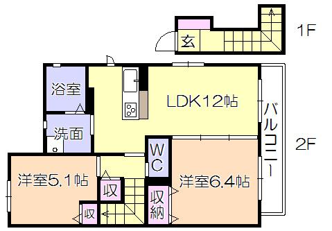ｸﾞﾗﾝ･ﾒｿﾞﾝ大石A棟（202） 間取り図画像