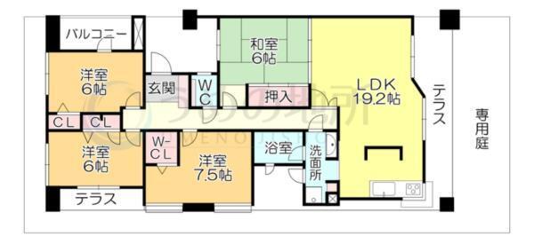 ﾗﾝﾄﾞｩｰﾙ城南の杜（101） 間取り図画像