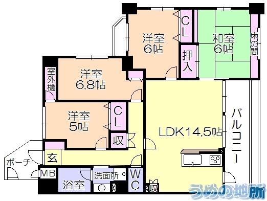 ﾀﾞｲｱﾊﾟﾚｽ六ﾂ門（605） 間取り図画像