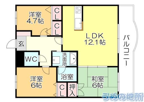 ﾗｲｵﾝｽﾞﾏﾝｼｮﾝﾏｷｼﾑ櫛原（607） 間取り図画像