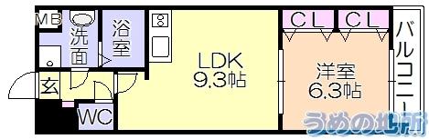 ﾑｰﾝﾘﾊﾞｰ久留米東町（1003） 間取り図画像