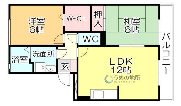 ﾍﾟｲｻｰｼﾞｭ上津（303） 間取り図画像