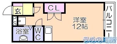ﾜﾝﾊﾞｲﾜﾝ（102） 間取り図画像