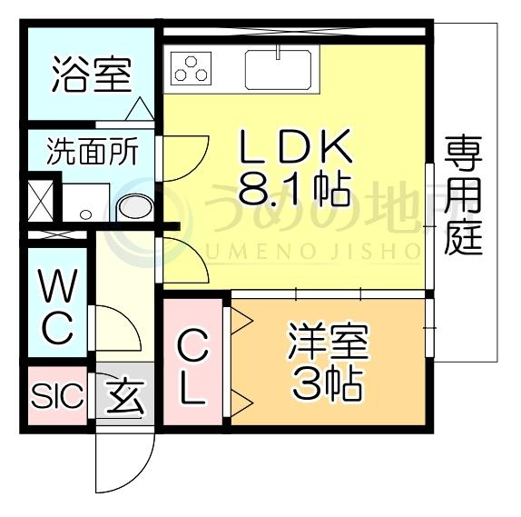 D-roomｸﾚｽﾄ国分（102） 間取り図画像