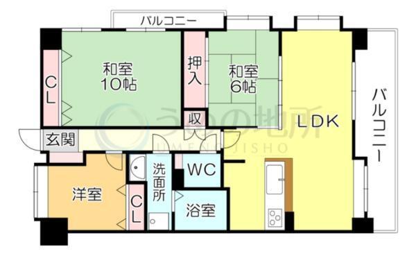 ｴﾊﾞｰﾗｲﾌ久留米中央（206） 間取り図画像