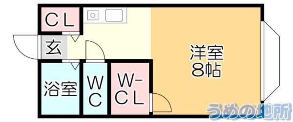 ｱｳﾞｪﾆｰﾙ御井（1E） 間取り図画像