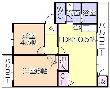 ｶﾙﾑ国分（105） 間取り図画像