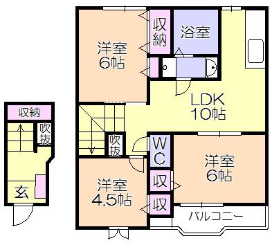 ﾒｰﾌﾟﾙﾀｳﾝA（202） 間取り図画像