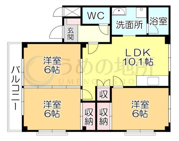 ｸﾞﾘｰﾝﾊｲﾂ吉田（202） 間取り図画像