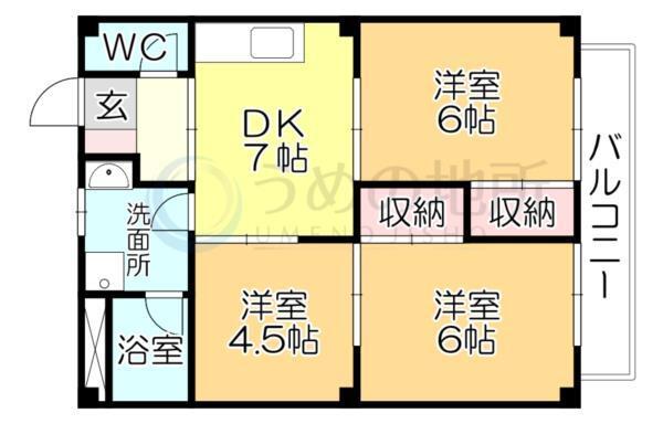 ﾚﾋﾟｭｰﾄおんつか（203） 間取り図画像
