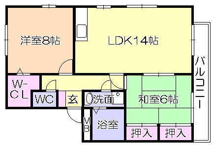 ﾊﾞﾃｨｰﾙ西小森野B棟（307） 間取り図画像