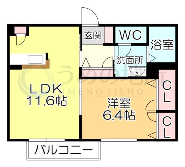 ﾙｰﾝﾙﾃﾞｨｰI（202） 間取り図画像