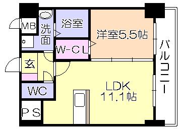 ﾒｿﾞﾝｸﾗｳﾝ大手山（502） 間取り図画像