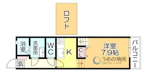 ｻﾝﾏﾘﾉ津福B（103） 間取り図画像