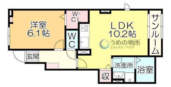 ﾊﾟｰｸﾊｲﾑ柳ノ瀬（101） 間取り図画像