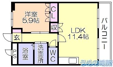 ﾒｿﾞﾝ・ｼｰﾃｨｱ（202） 間取り図画像
