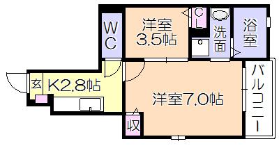 ﾎﾟﾗﾘｽK（102） 間取り図画像