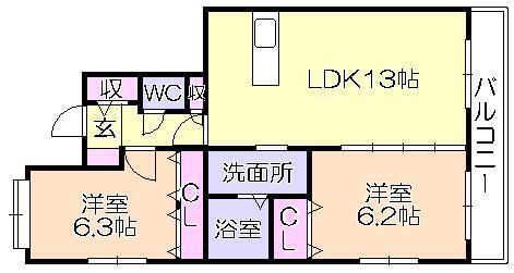 ﾗﾌｨｰﾈﾛｰｽﾞﾏﾘｰ（302） 間取り図画像