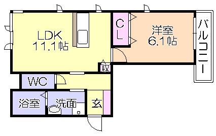 ｳﾞｨﾙﾇｰﾌﾞ諏訪野I棟（201） 間取り図画像