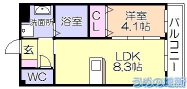 ﾊｰｳﾞｪｽﾄ久留米（303） 間取り図画像