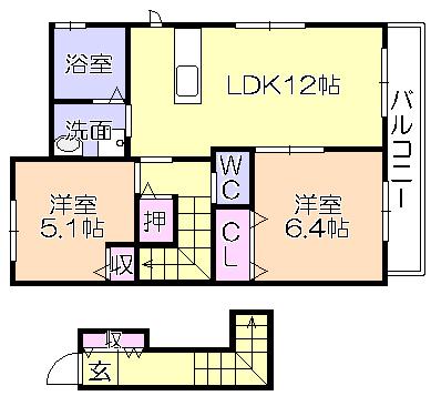 ｸﾞﾗﾝ･ﾒｿﾞﾝ大石B棟（201） 間取り図画像