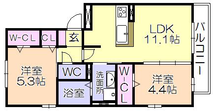 ｵｯﾂ梅満II　B棟（305） 間取り図画像