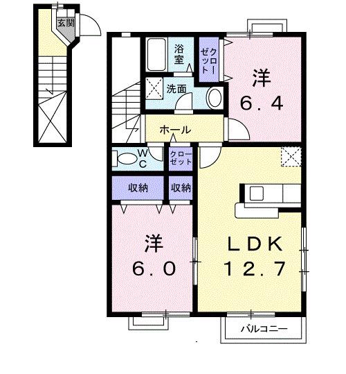 アンソレイエＢ棟（201） 間取り図画像