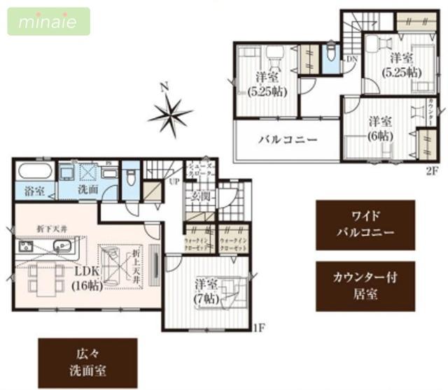 駅12分　小学校10分　駐車2台可　土気町　全12棟　9号棟 間取り図画像