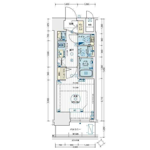 エステムコート名古屋新栄アクシス（1203） 間取り図画像