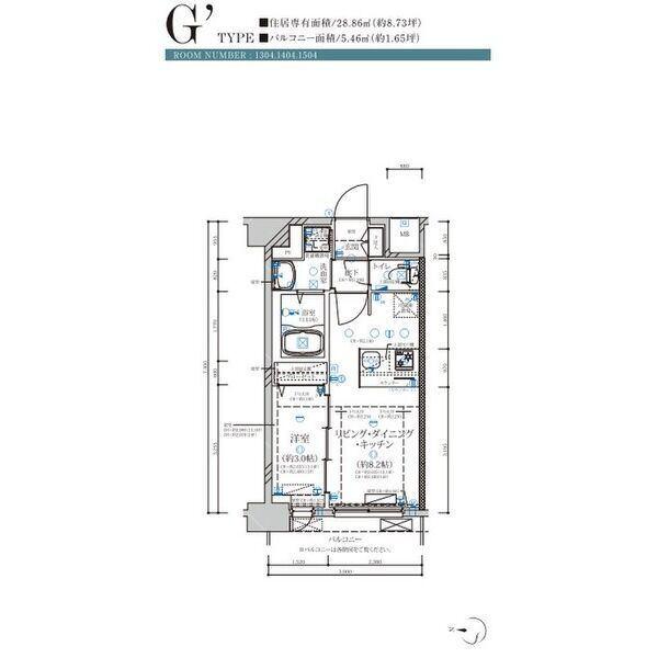 ディアレイシャス名古屋大須通（1404） 間取り図画像