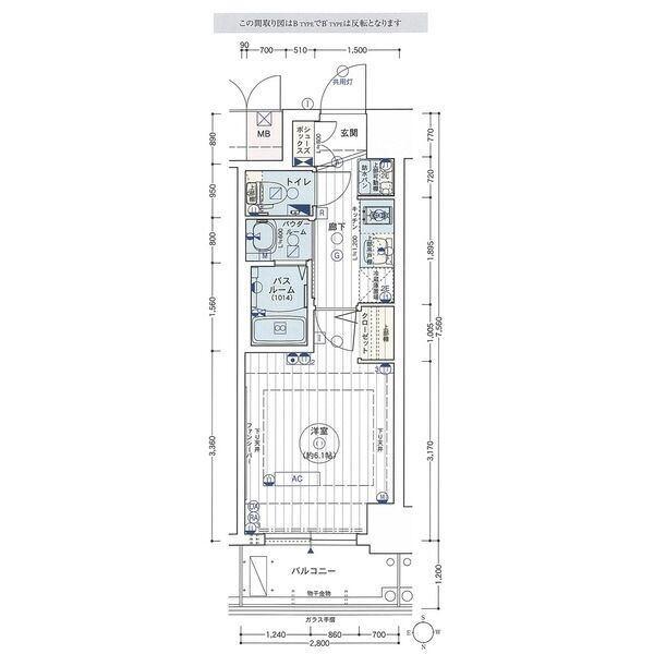 エステムコート名古屋新栄Ⅲグローリィ（1303） 間取り図画像